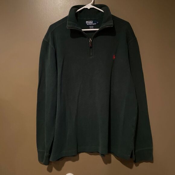 Polo Ralph Lauren Emerald Green Half Zip Pullover Pony Embroidered Size Large - Picture 2 of 10